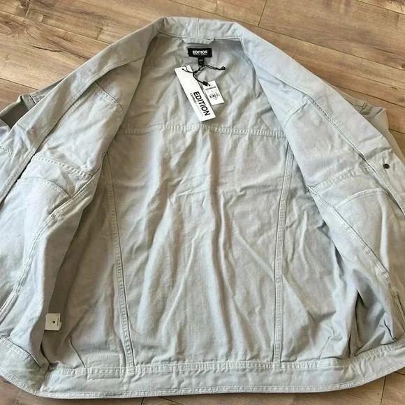 NWT Express x Simon Spurr Oversized Stone Denim Jacket Women’s Sz M - Picture 9 of 12